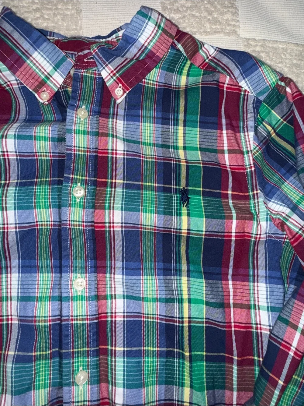 Ralph Lauren‎ Green, Blue & Red Plaid Button-Down Shirt L (14-16)